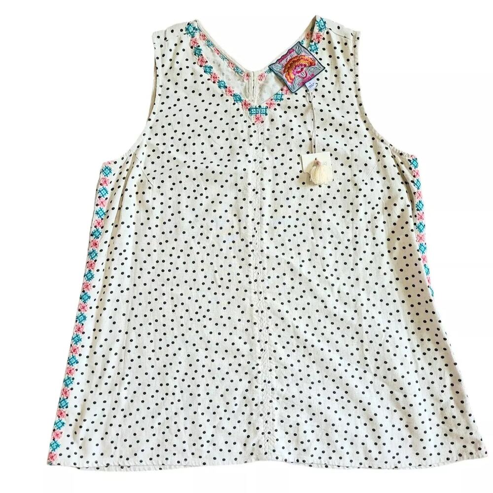 Johnny Was Linen Blend Sleeveless Top Size Small
